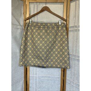 NWT Elie Tahari Mini Skirt 12, Blue Gold Brocade, Evening, Cocktail MSRP $298